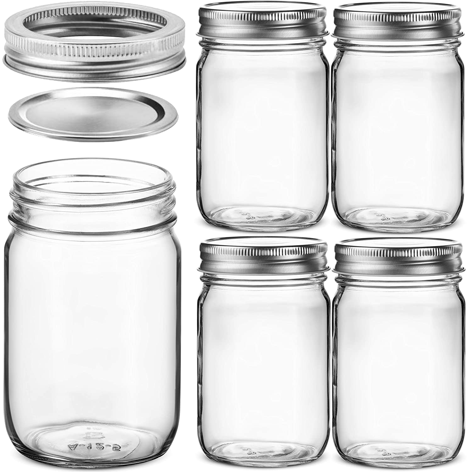 Meal Prep Jar Salad - Frascos de vidrio de boca Regular,