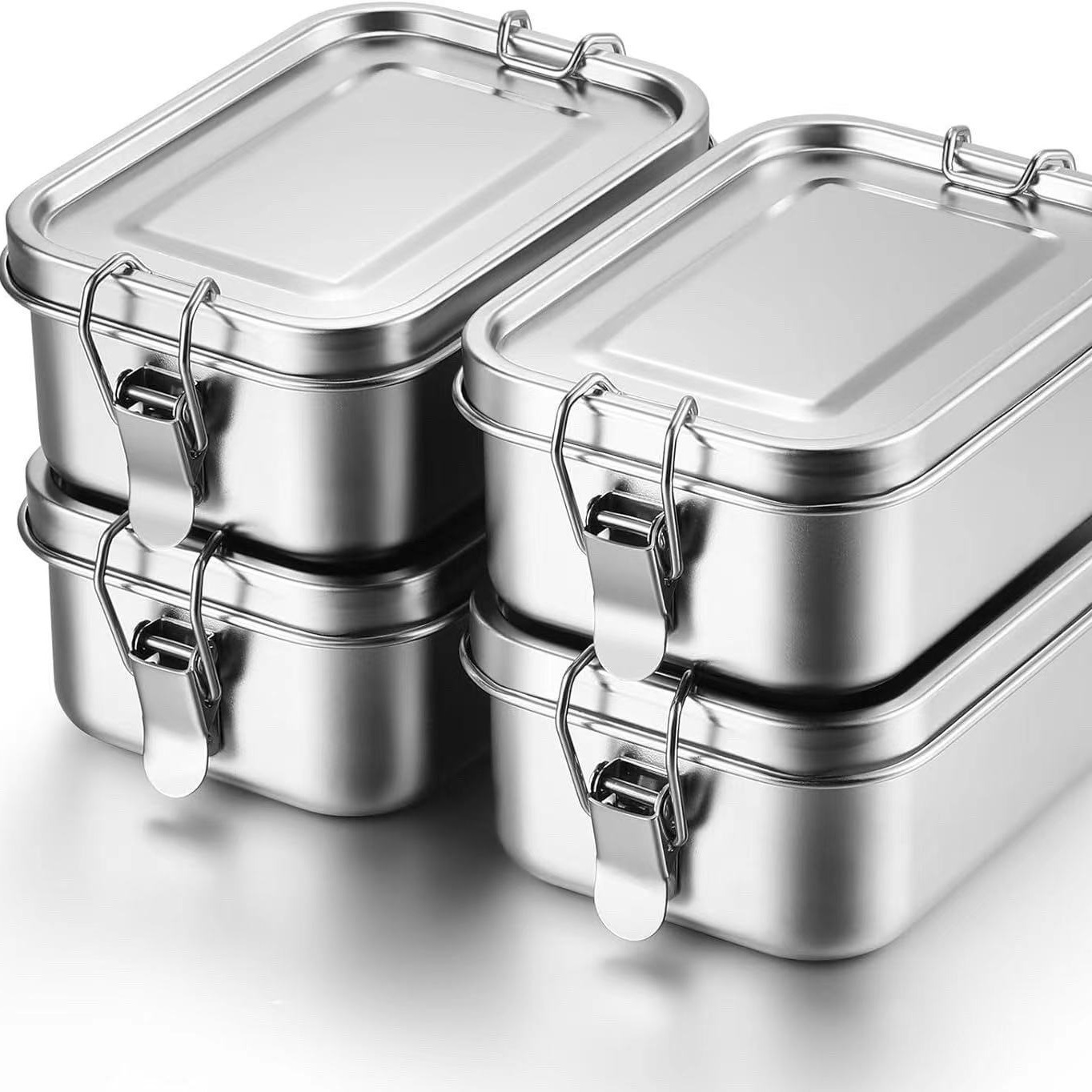 Stainless Bento Box - Lonchera Cuadrada de Acero Inoxidable Resistente,