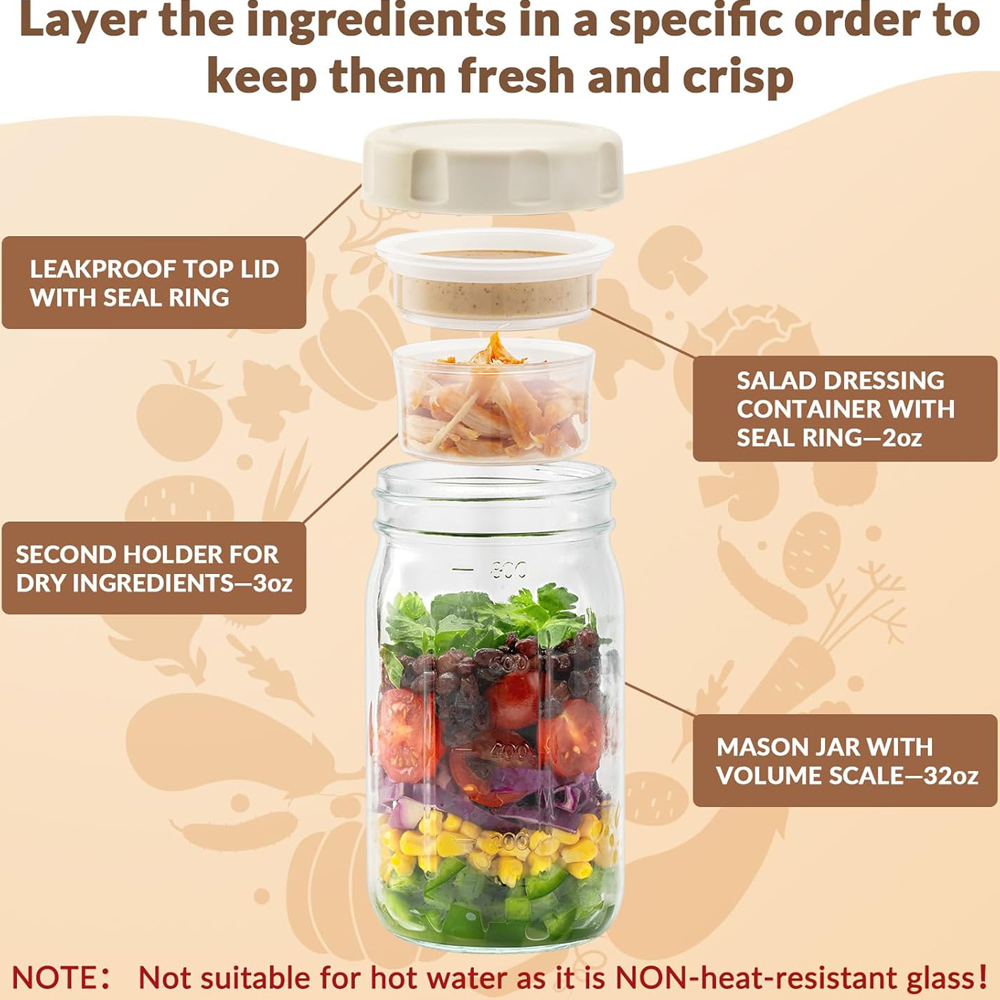 Paquete de 4 Recipientes de Vi - Meal Prep Jar Salad reseña y precio